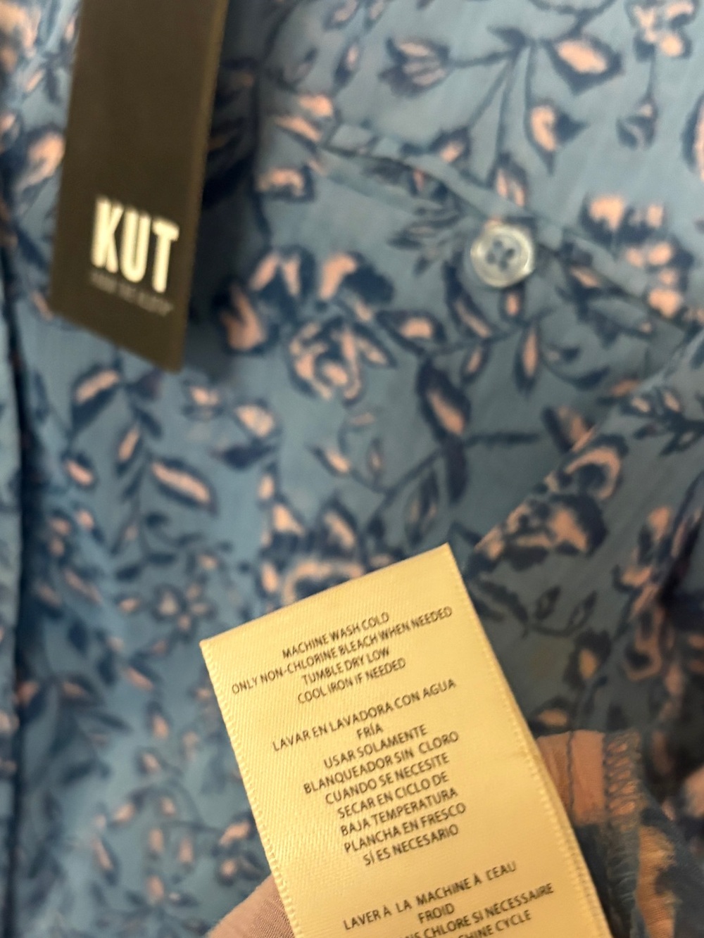 Kut from the Kloth blue floral sheer blouse size small - Picture 7 of 8